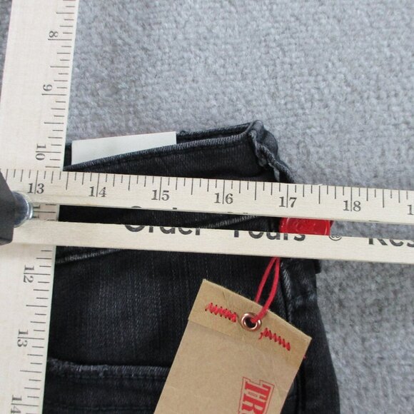 NWT True Religion Jeans Womens 33 Black Denim Super Skinny Moto Stretch Flap - Picture 6 of 14
